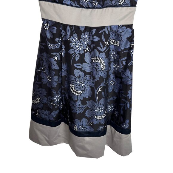 Vintage Y2K BCBG Paris‎ Black Baby Doll Mini Dress Blue Floral Empire Waist Prom - Picture 5 of 11